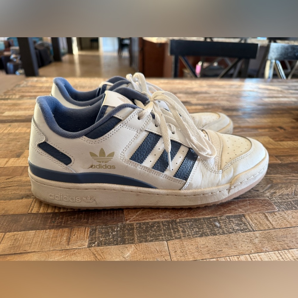 Adidas Kids White and Blue Sneakers
